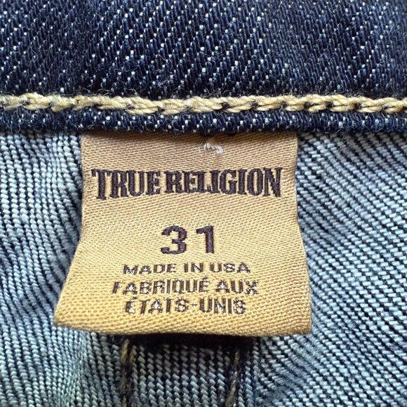 True Religion Men's 31 X 34 Geno Relaxed Slim Fit Dark Wash Denim Jeans - Picture 12 of 16